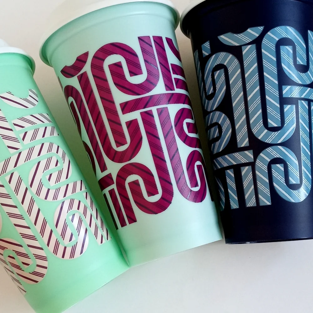 Starbucks Set of 6 Color Changing Reusable 16oz Hot Travel Cups With 6 Lids